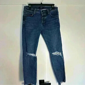 NEUW Men’s Iggy Skinny distressed raw hem medium wash jean size 32x32 designer